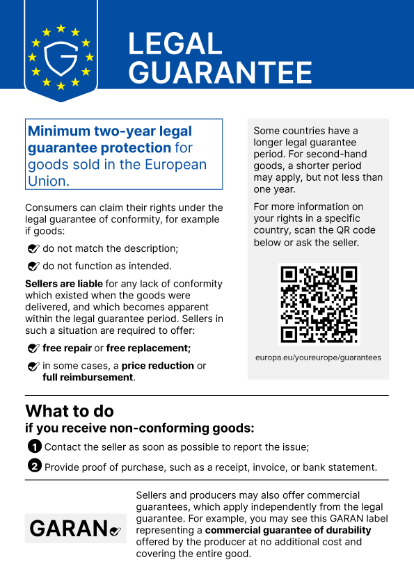 Harmonized Notice on the Legal Guarantee of Conformity